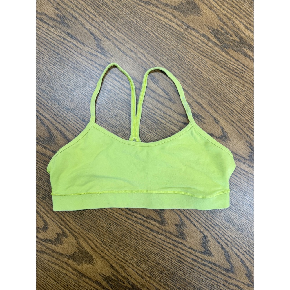 Lululemon Flow Y Bra Neon Yellow Lime Green Racerback Yoga Sports Bra Size 8